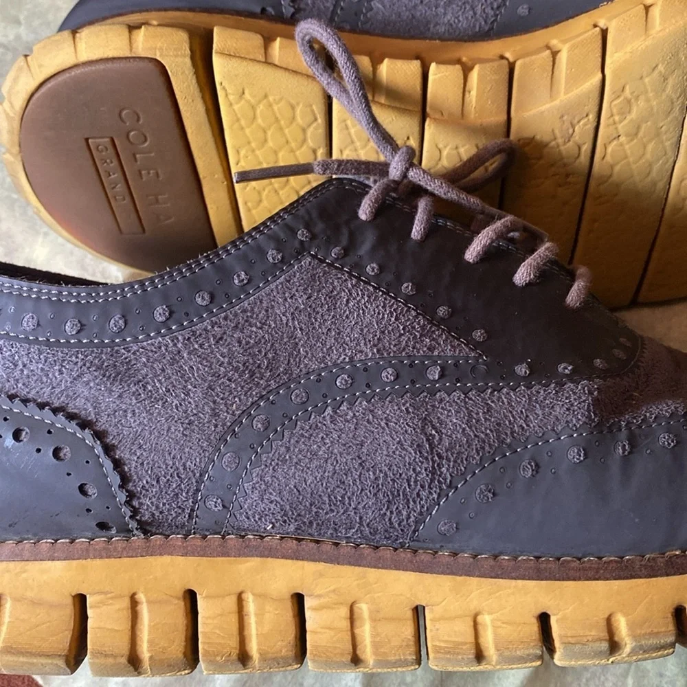 Cole Haan Blue suede Men's Lace-Up wing tip loafers size 11.5